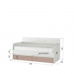 Зефир № 800.4 NEW  (Кровать-тахта ,ФУР.)  (дуб эльза/ мокко)