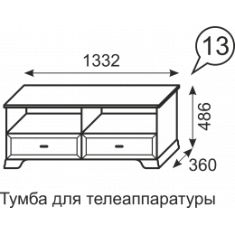 Тумба для телеаппаратуры Венеция №13 Бодега светлый