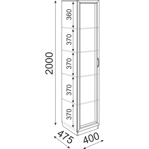 Остин (подростковая) М03  Пенал полки 400